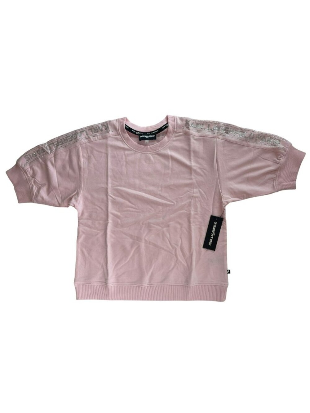 Karl Lagerfeld Paris Ballet Slipper Pink Short Sleeve Sweatshirt Wmn's Sz M NWT